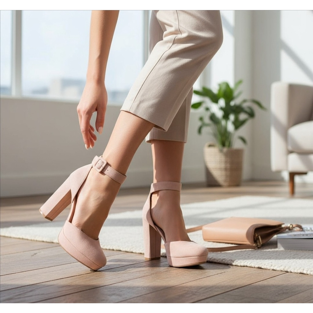 Sun & Stone Women D'Orsay Mary Janes Rose Blush Pink Block Pumps Heels 9.5 M